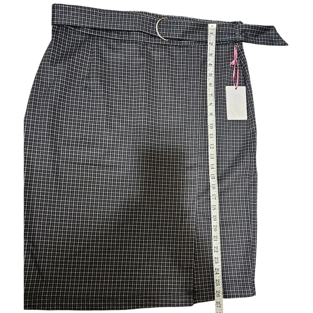 Jenna Rose Womens Black & White Houndstooth Wrap Skirt XL Polyester Rayon Blend